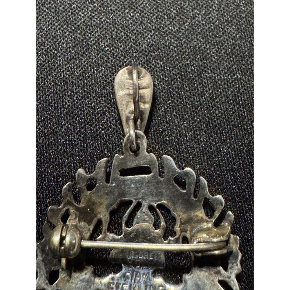 925 Sterling Silver Siam Pendant / Brooch - Picture 5 of 5